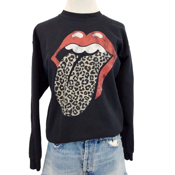 Rolling Stones Sweatshirt Women's Extra Small Long Sleeve Leopard Tongue Graphic - Picture 1 of 10